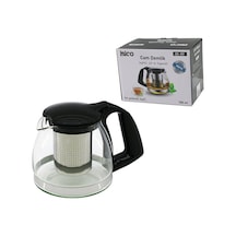 700ml Cam Demlik Çelik Süzgeçli - Plastik Kulp - Kapak - Krom Çerçeve 5311 Renkli