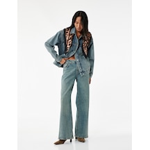 Koton Geniş Paça Rahat Kalıp Pamuklu Jean Pantolon - Wide Leg Jeans Green Cast 6wal40169md Yeşil