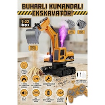 Uzaktan Kumandalı Şarjlı Ekskavatör Buharlı Sesli Işıklı 3 Başlıklı Oyuncak İş Makinesi