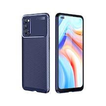 Oppo Reno 4 Kılıf Kamera Çıkıntılı Karbon Fiber Dokulu Renk Atmaz Kapak Negro