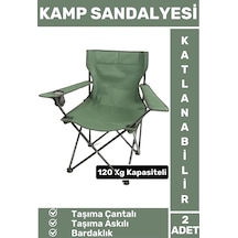Wintoup Premium 120 Kg Dayanıklı Çantalı Taşıma Askılı Bardaklık Balık Piknik Sahil Kamp Sandalyesi 2 Adet Çok Renkli