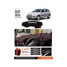 Seat Ibıza 1998-2001 Uyumlu Torpido Koruma, Torpido Örtüsü, Torpido Kılıfı - Siyah-kırmızı - Se002