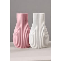 Modern Dekoratif Vazo Pembe 22 Cm Beyaz Beyaz