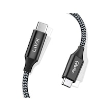 Thunderbolt 4 Type C Kablo 100 W Pd Şarj 1.8 Metre 40 Gbps Veri Ve Görüntü Aktarım Kablosu Örgülü Kablo Th02 Diğer