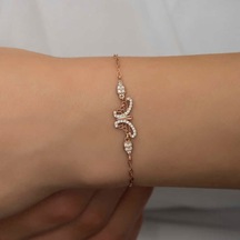 Gümüş Rose Kelebek Kadın Bileklik Çok Renkli 03824998