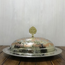 35 Cm Çift Renkli İşlemeli Bakır Kayık Sahan Gümüş