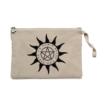 Pentagram Sun Star Krem Clutch Astarlı Cüzdan / El Çantası Krem
