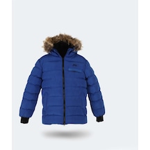 Slazenger CALISTO NEW Çocuk Kapüşonlu Şişme Saks Mavi Mont & Kaban