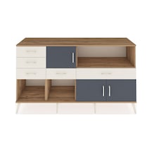 Kronos Konsol 2 Raflı 5 Çekmeceli 3 Kapaklı 176x59x99 Çam-antrasi Çam-antrasit/aytaşı