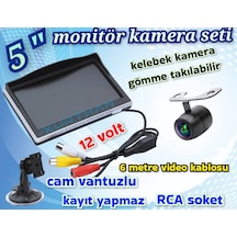 5 İnç Ekran Ve 1 Adet Kelebek Kamera Kayıt Yapmaz 12 Volt