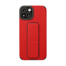 Apple Uyumlu iPhone 14 Plus Uyumlu Kılıf Mega Standlı Silikon - Kırmızı