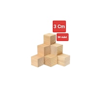 3cm Ahşap Küp 30 Adet - Dıy Sanat Ve Hobi Projeleri - Montessori Eğitici Oyuncak Doğal A Kalite