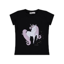 Civil Girls Unicorn Baskılı 2-5 Yaş Tişört - Siyah