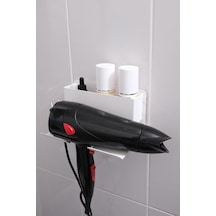 Risingmaber Beyaz Metal Yapışkanlı Saç Kurutma Askısı, Yapışkanlı Banyo Düzenleyici Organizer Fön Makinelik M Genel