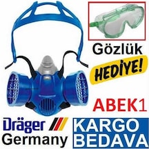 Drager  Abek1 Gaz Maskesi  + 2 Adet Abek1 Filtresi  + Gözlük Yarım Yüz Set