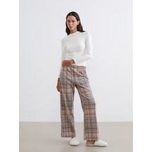 Lcw Dream Kahverengi Beli Lastikli Ekose Kadın Pijama Altı