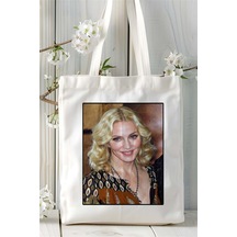 Art Hediye Madonna Baskılı Bez Çanta Omuz Çantası Kişiye Özel Desen 4 Çok Renkli