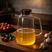 Porsima Lm-0109 Livra Kapaklı Borosilikat Cam Yağlık Sirkelik Yağdanlık 1000ml Şeffaf