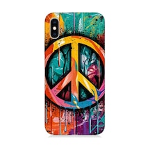 Apple Uyumlu iPhone Xs Max Renkli Barış İşareti Desenli Silikon Kılıf Çok Renkli