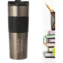 En Iyi Öğretmen Isme Özel French Pressli Çelik Termos Antrasit