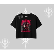 Tarzsokak Oversize Crop Tshirt Anime Girlfriend Kırmızı Siyah