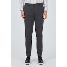 İmza Koyu Antrasit Desenli Armürlü Yan Cep Düz Paça Comfort Fit Pamuklu Casual Chino Pantolon 1003250122 Koyu Antrasit