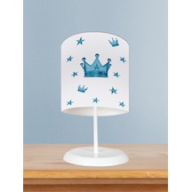 Mekta Home Bebek Ve Çocuk Odası Mavi Kral Taç Desenli Abajur