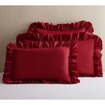 %100 Pamuk Saten Yastık Kılıfı 2 Li Set Bordo
