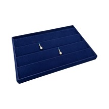 Yerli Üretim Cezayir Model Süet Kumaş Lacivert Renk 34/24 Cm Kademeli Çekmece İçi Küpe Standı Çok Renkli