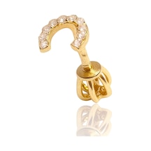 14 Ayar Altın Nal Model Taşlı Vidalı Tragus Küpe