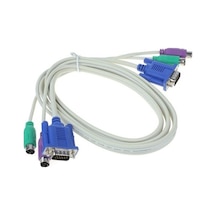 1.5 Metre 2x PS2 + 1x VGA Tüm Soketleri Erkek KVM Switch Kablosu