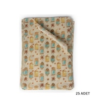 Ramazan Kandil Temalı Pelur Kağıdı, İftar Hediye Paketleme Kağıdı, 18 G/m - 30x45 Cm, 12 Adet, Krem