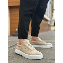 Ba0104 Bağcıklı Krem Süet Beyaz Taban Spor Klasik Erkek Ayakkabı Krem 2