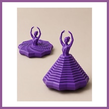 Bezos 3d Baskı Balerin Figürlü Fidget Oyuncak - Hareketli Optik İllüzyon Masa Dekoru-mor Rengaren