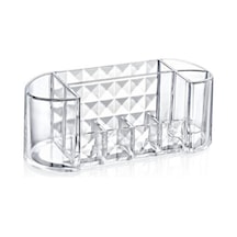 Diamond Oval Organizer Kapaklı Şık Makyaj Ve Takı Düzenleyici Banyo & Masaüstü Organizer Şeffaf