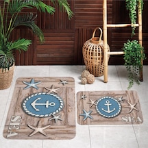 Rovigo Home Baskılı Kaymaz Taban 2 Li Banyo Paspas Takım Rvg5058-100X60-60X50 Çok Renkli