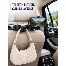 Araç Koltuk Başlığına Takılan Telefon Tutucu Ve Eşya Askısı Standart