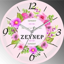 Kişiye Özel Birtanem Çap 30cm Sessiz Akar Bombeli Gerçek Cam Duvar Saati Çok Renkli