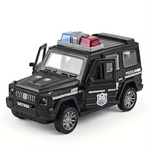 Tcherchi Oyuncak Araba Atalet Düşmeye Dayanıklı Açılabilir Kapı Polis Arabası İtfaiye Aracı Modeli Off-road Küçük Araba Siyah