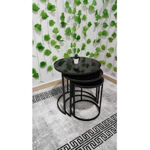 Özcan Metal 3lü Siyah C Zigon Sehpa Yan Sehpa