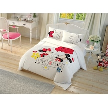 Taç Lisanslı Çek Canlandır Nevresim Takımı Minnie&Mickey Çift Kiş Çok Renkli