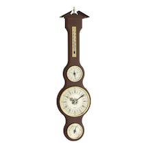 Tfa Dostmann 45.3004 Masif Ahşaptan Yapılmış Sheraton Şeklinde Analog Klasik Hava Durumu İstasyonu, 155 X G 45 X Y 602 Mm, Barometre, Termometre, Higrometre Ve Saat İle, Maun