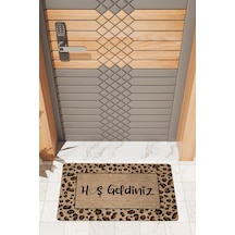 Rugmood Modern Dijtal Baskı Leopar Hoşgeldiniz Kapı Önü Paspası Çok Renkli