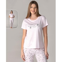 Kısa Kol Yazlık Pijama Takımı Viskon Alperi 780-24 Pembe