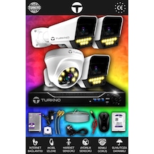Turkno 4 Kameralı Supia 1 İç Kamera Set 100 GB 5 MP 2K Net Renkli Gece Görüşlü Güvenlik Kamerası Sistemi