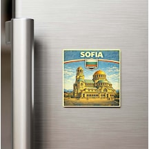 Retro Bulgaristan Sofya Şehri Temalı Vintage Buzdolap Magneti 9x9 Cm