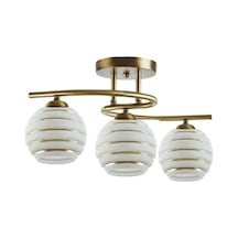 S Model Modern Gold Şerit Camlı Plafonyer Avize A