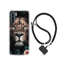 Oppo A91 Kılıf Boyun Askılı Leon Flowers 1333 Siyah