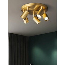 Mylights Eskitme Kaplama Beşli Led Spot Avize 35 Cm Kasa Panasonıc Günışığı Ampulü Eskitme