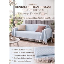 Koltuk Örtüsü -%100 Buldan Kumaşı-renk:acık Mavi Çok Renkli